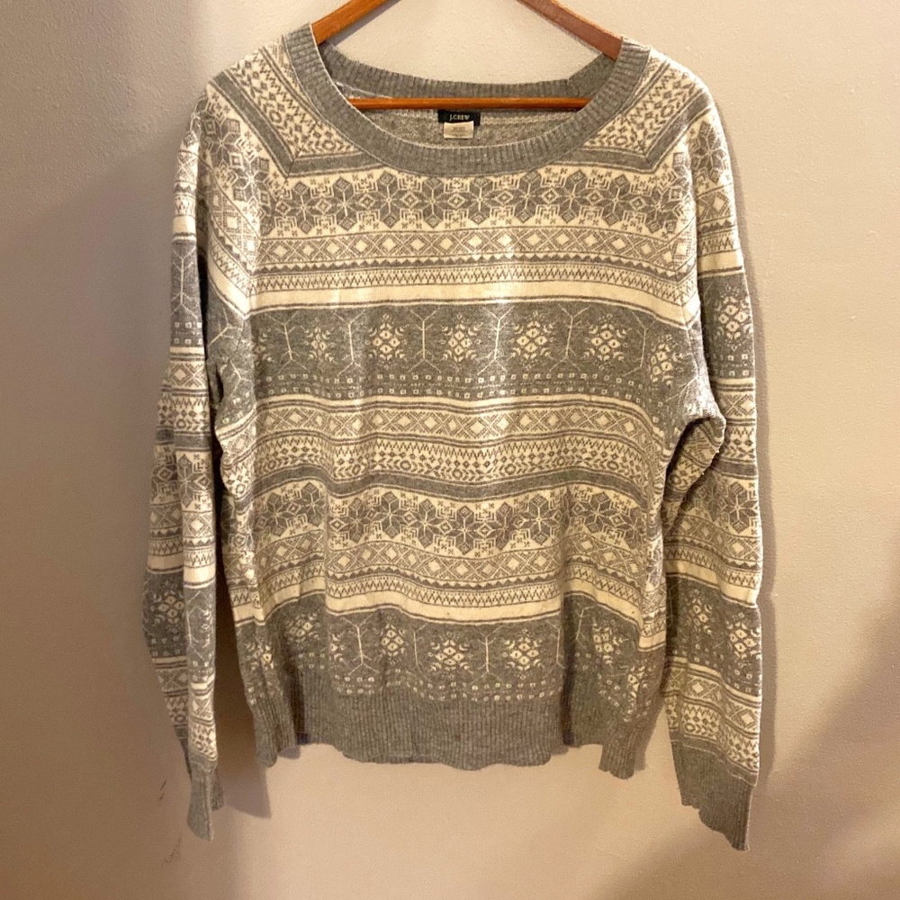 J Crew Nordic sweater size XL apres Ski Look